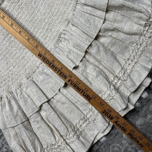 Revolve Spell & The Gypsy Lola Ruched Mini Skirt Small Tiered Neutral Shimmer - Picture 5 of 8